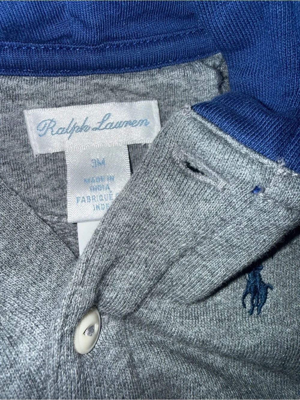 Ralph Lauren POLO Hooded Baby Romper - Gray, Navy, Green, Yellow & Red